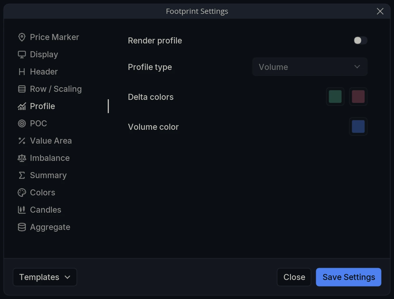 Footprint Settings Profile