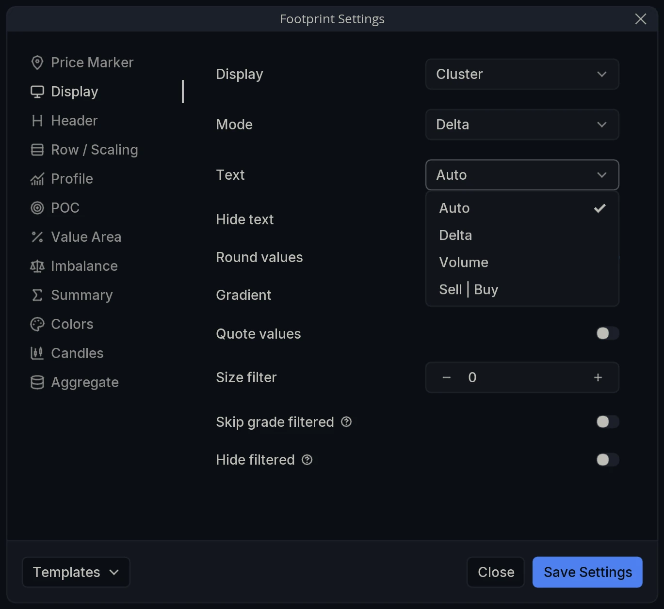 Footprint Text Menu
