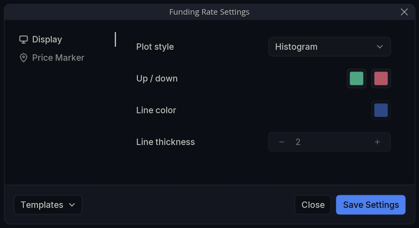 Funding Rate Settings Display