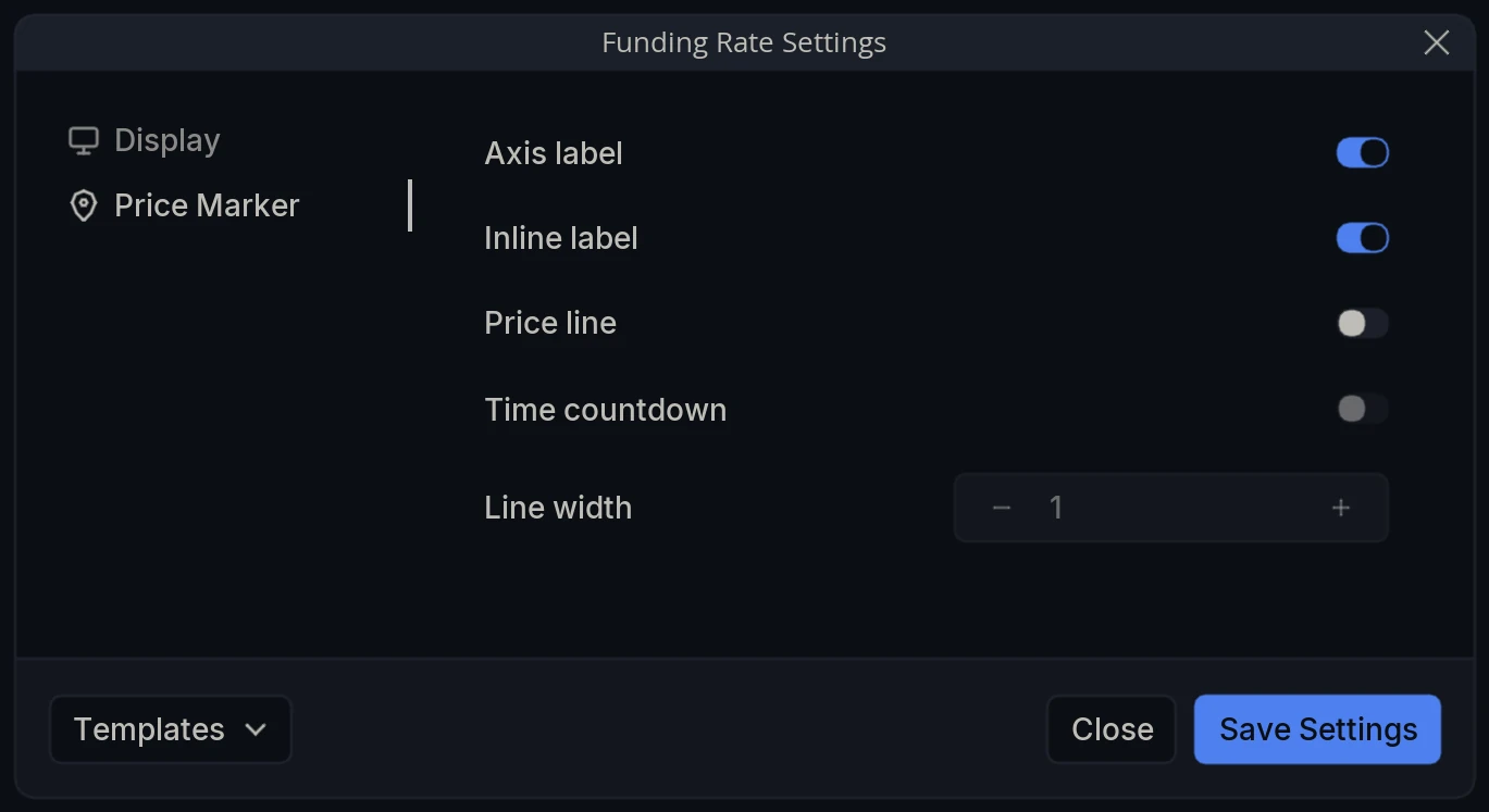 Funding Rate Settings Price Marker