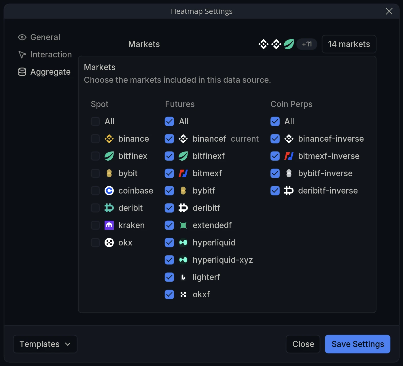 Heatmap Settings Aggregate