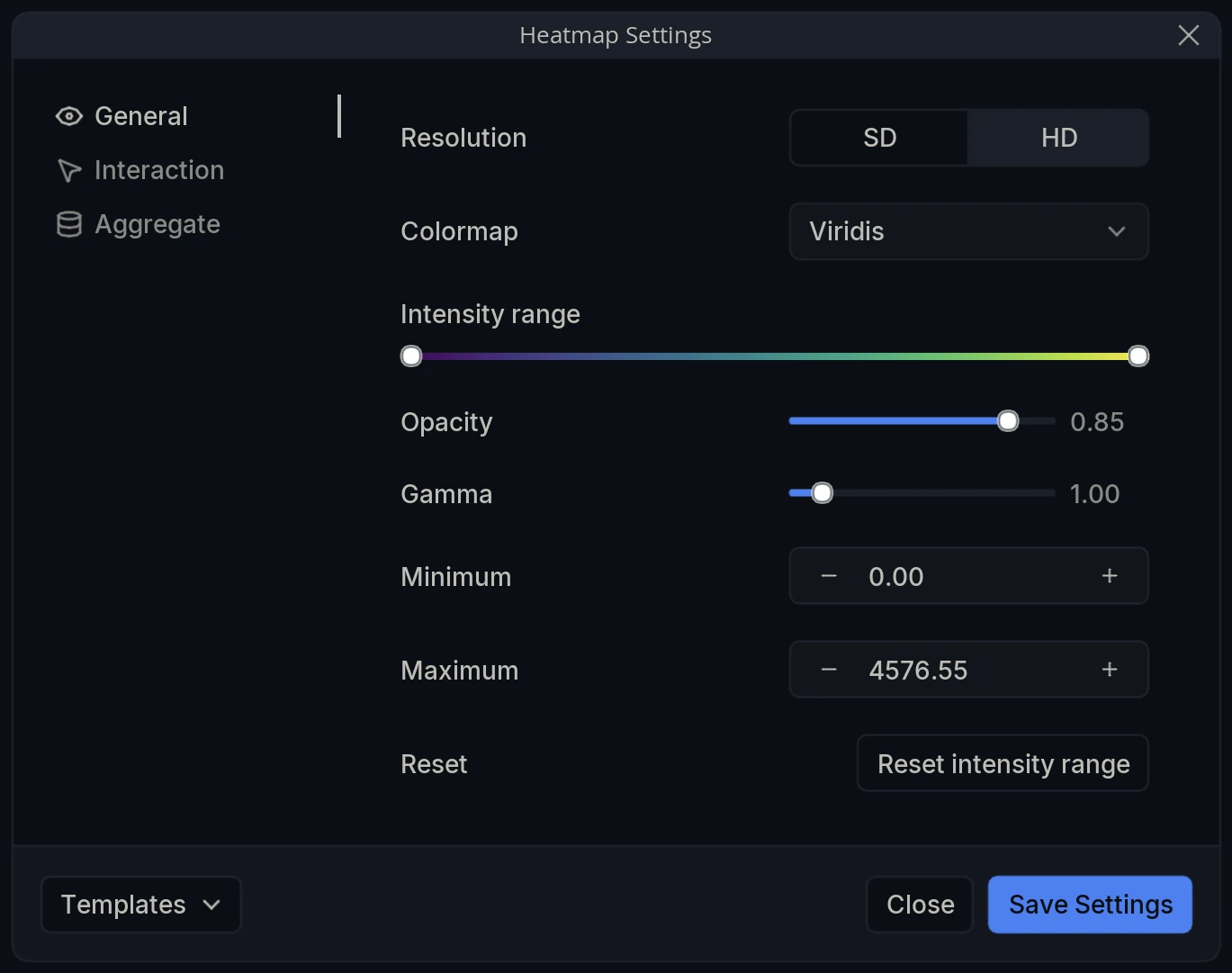 Heatmap Settings General