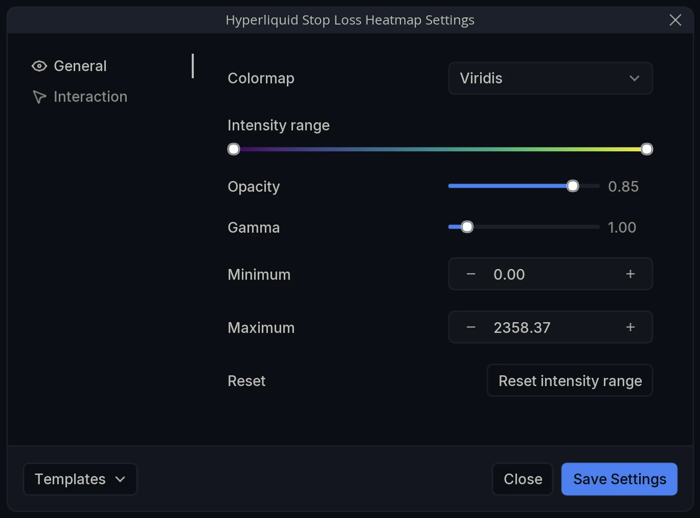 Hyperliquid Heatmaps Settings General