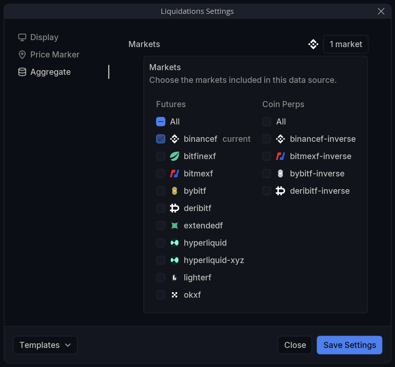 Liquidations Settings Aggregate