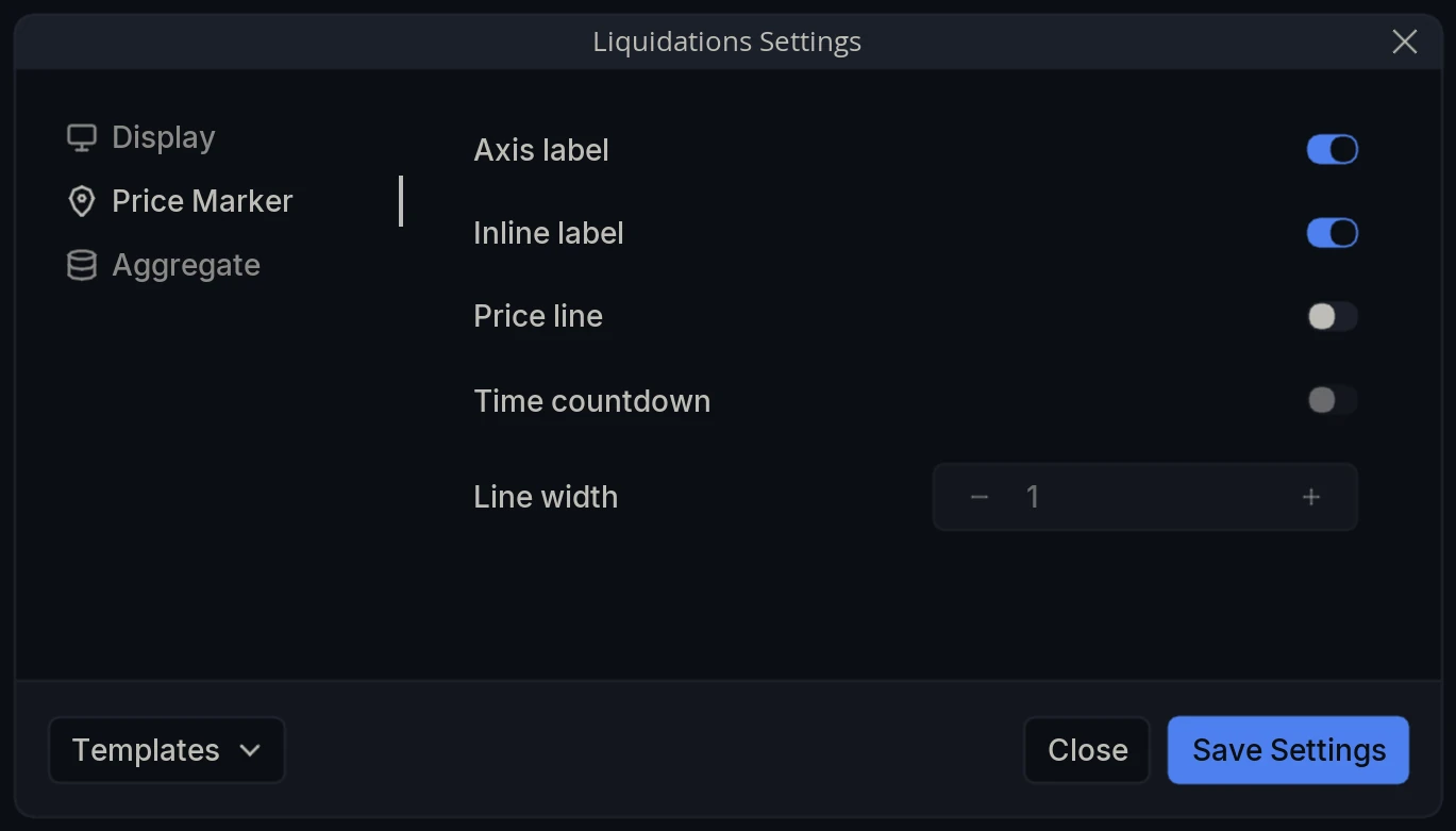 Liquidations Settings Price Marker