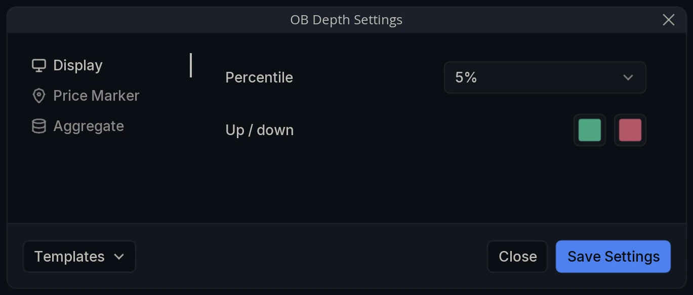 OB Depth Settings Display