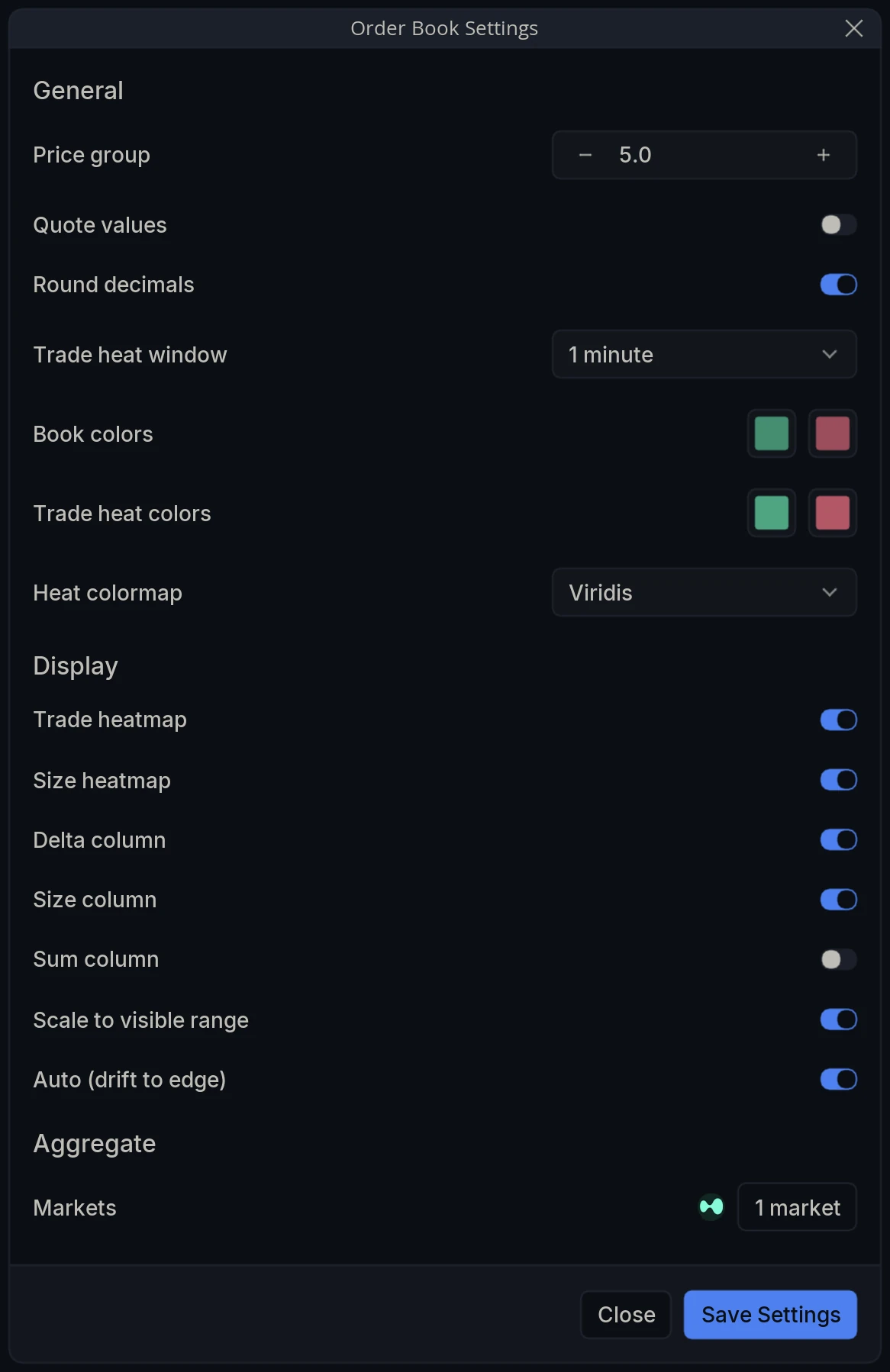 Order Book Settings