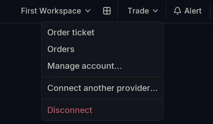 Order Ticket Trade Menu