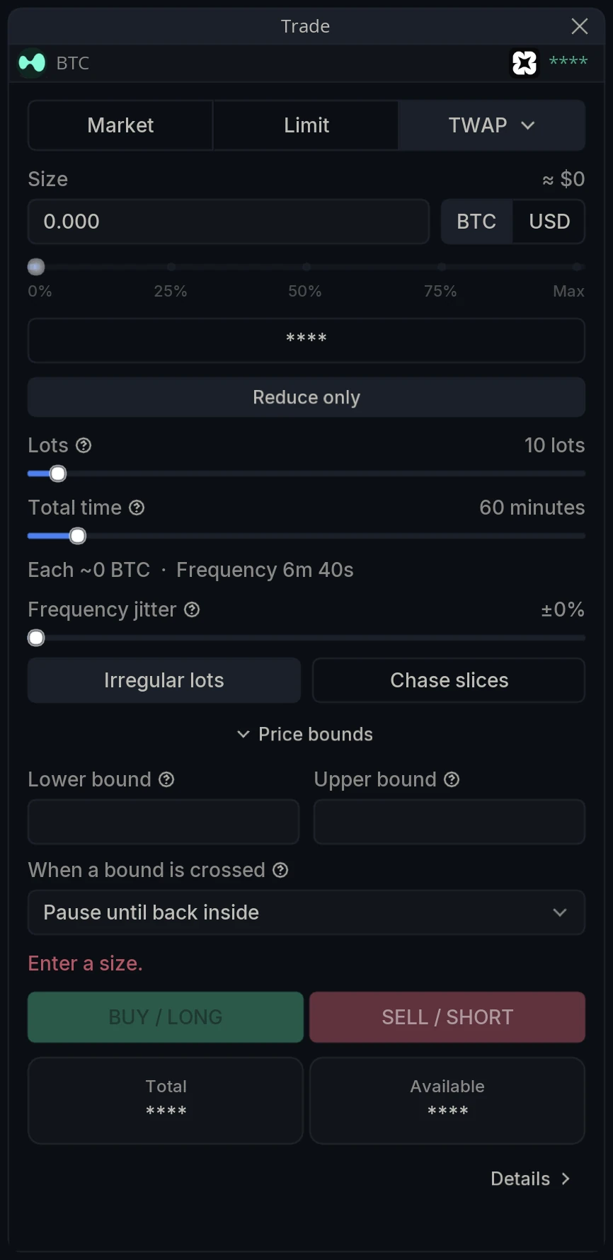 Order Ticket Twap