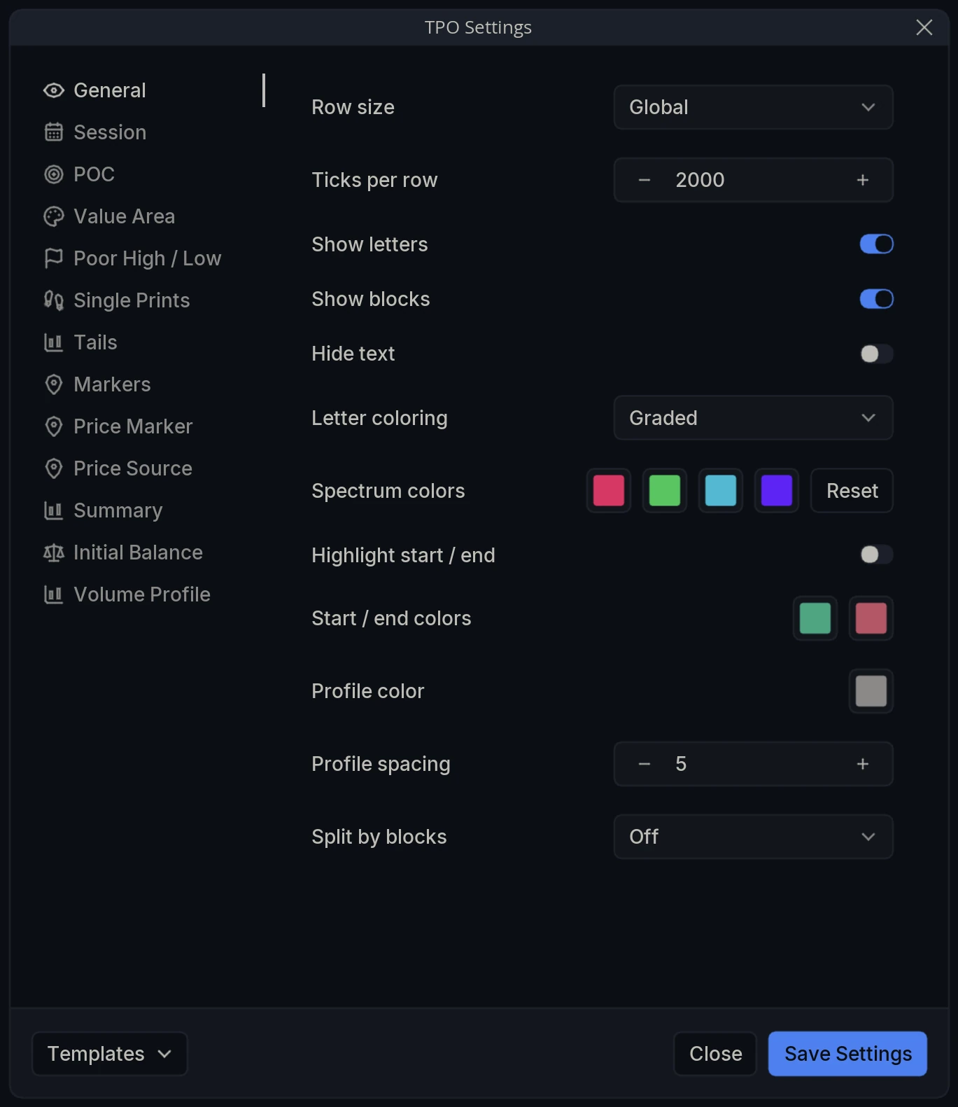 TPO Settings General