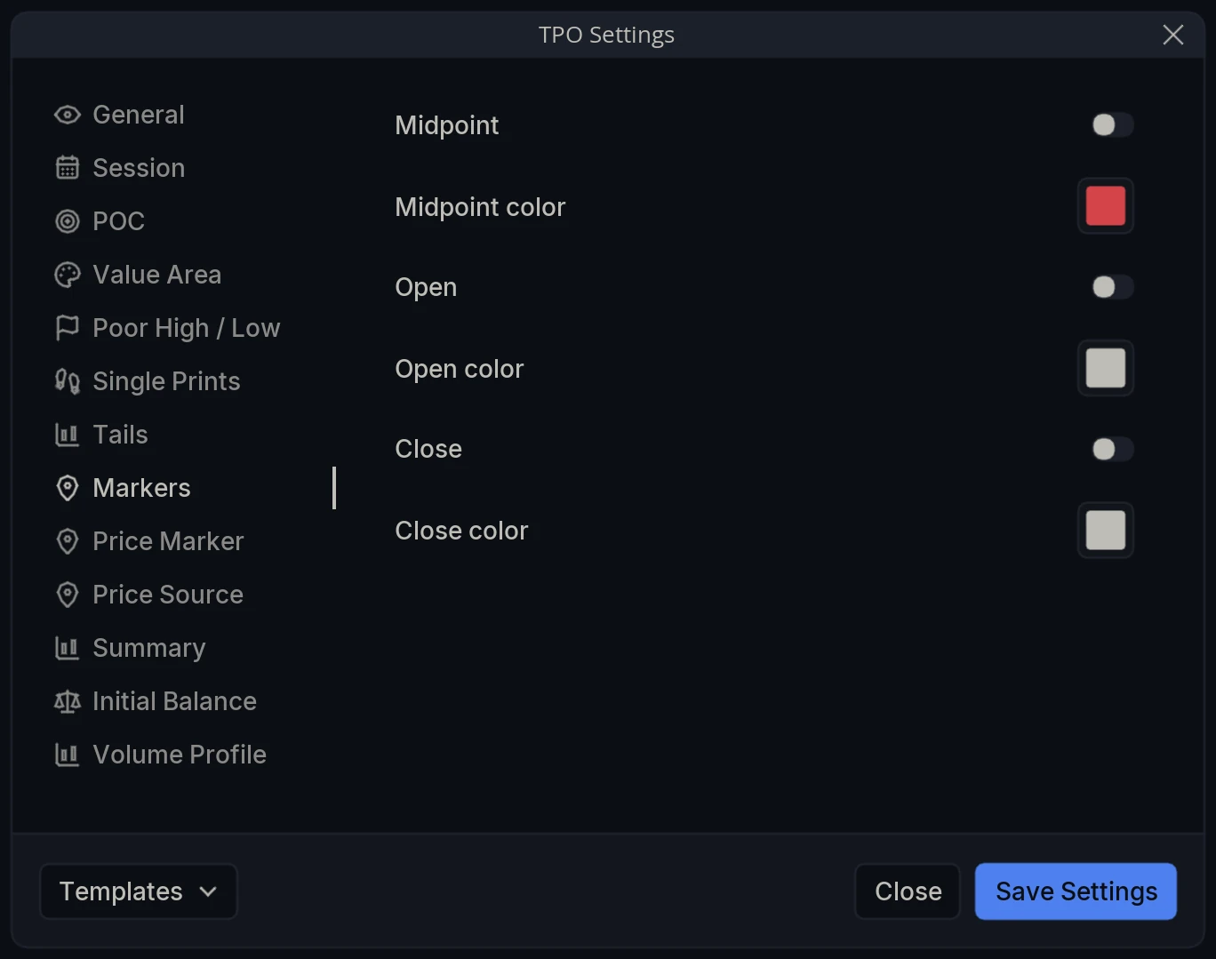 TPO Settings Markers