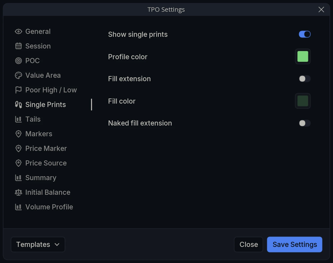 TPO Settings Single Prints