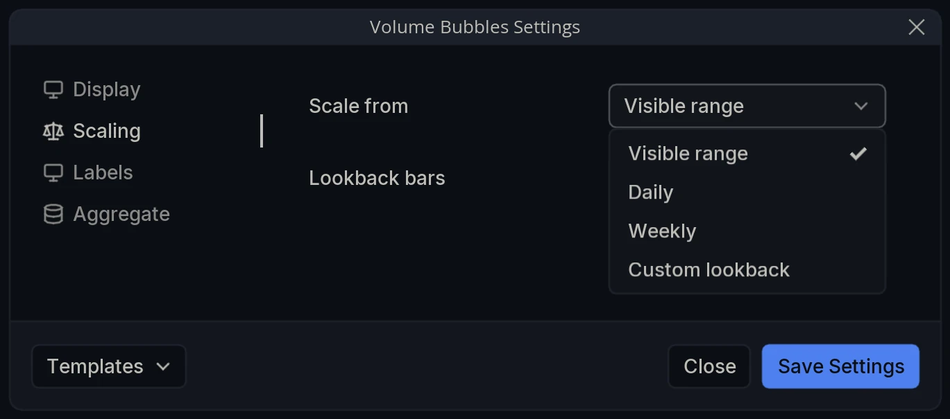 Volume Bubbles Scale From Menu