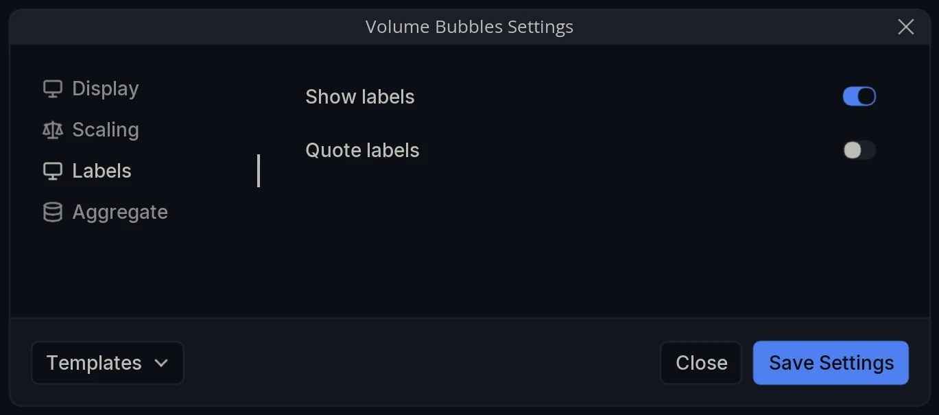 Volume Bubbles Settings Labels
