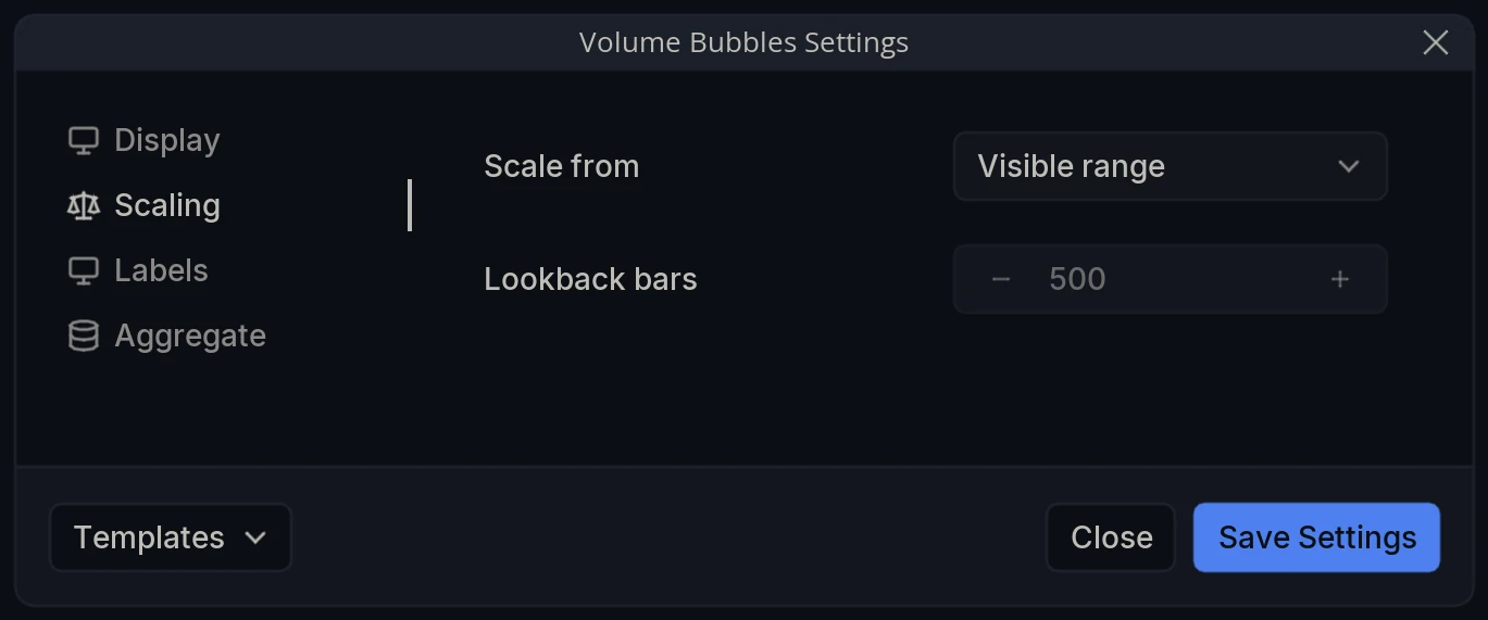 Volume Bubbles Settings Scaling