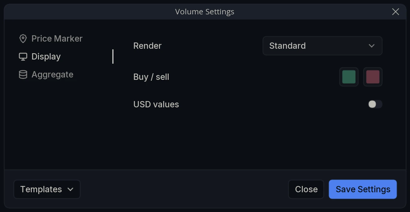 Volume Settings Display