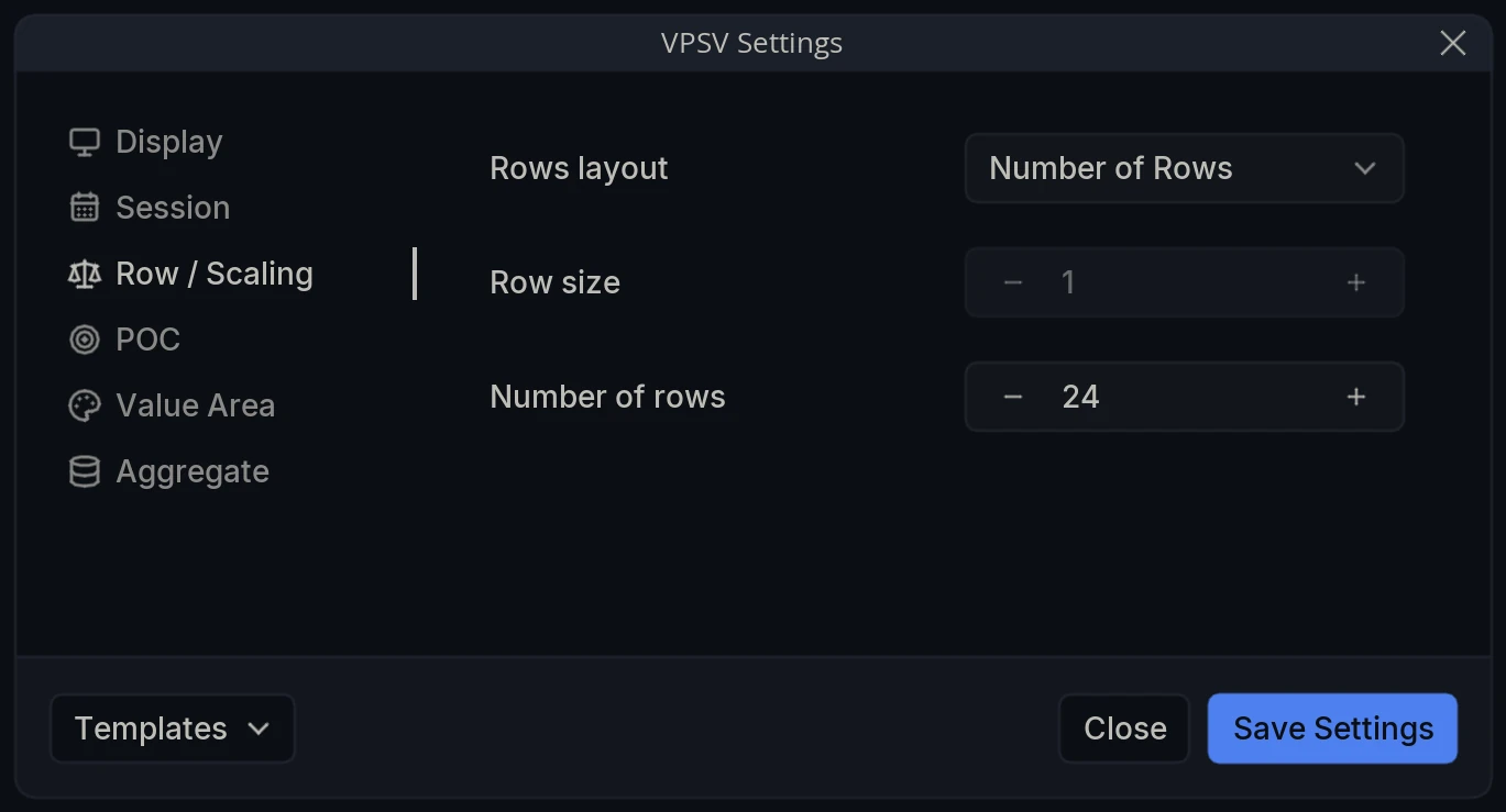 VPSV Settings Rows