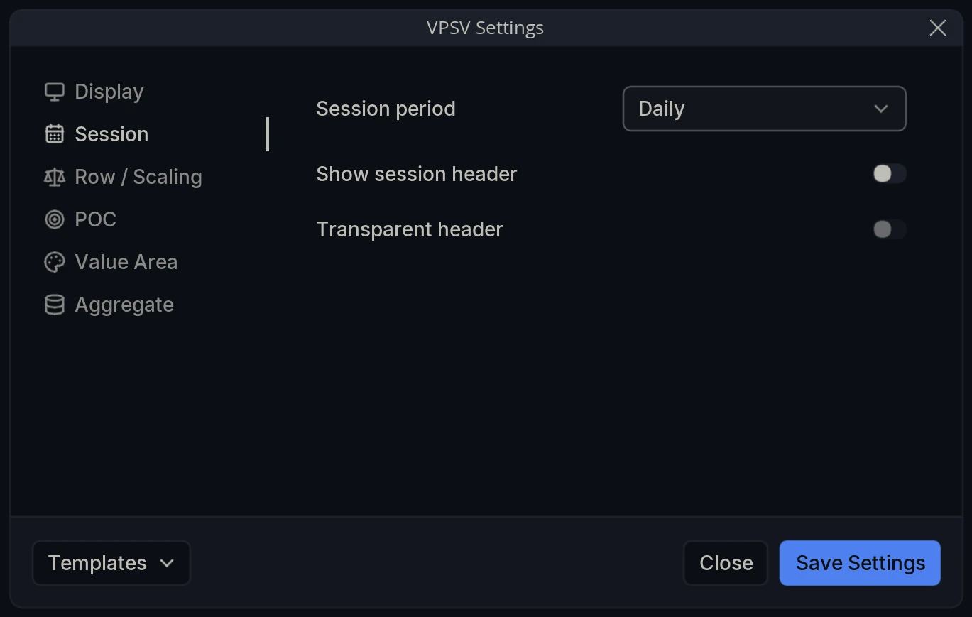 VPSV Settings Session